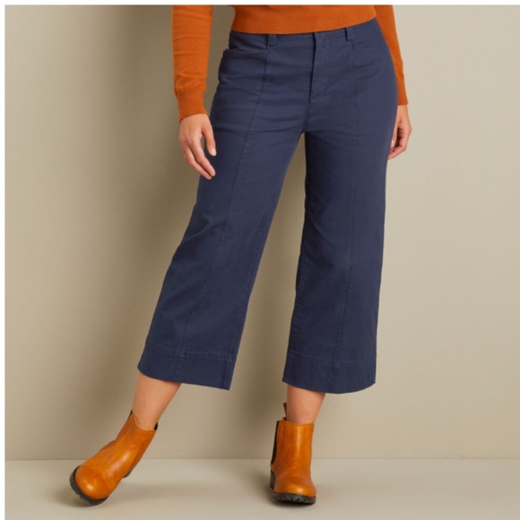 Duluth Trading Co. Workday Warrior Chino Wide Leg Crop Pants Navy.  Size 2. - Picture 4 of 6